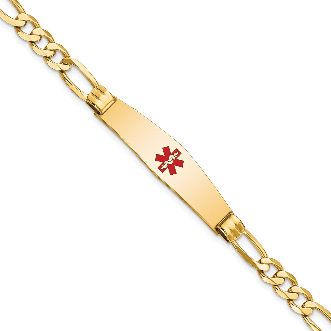 14K Yellow Gold Figaro Link Medical ID Bracelet