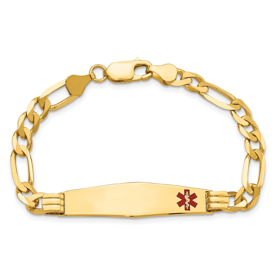 14K Yellow Gold Figaro Link Medical ID Bracelet