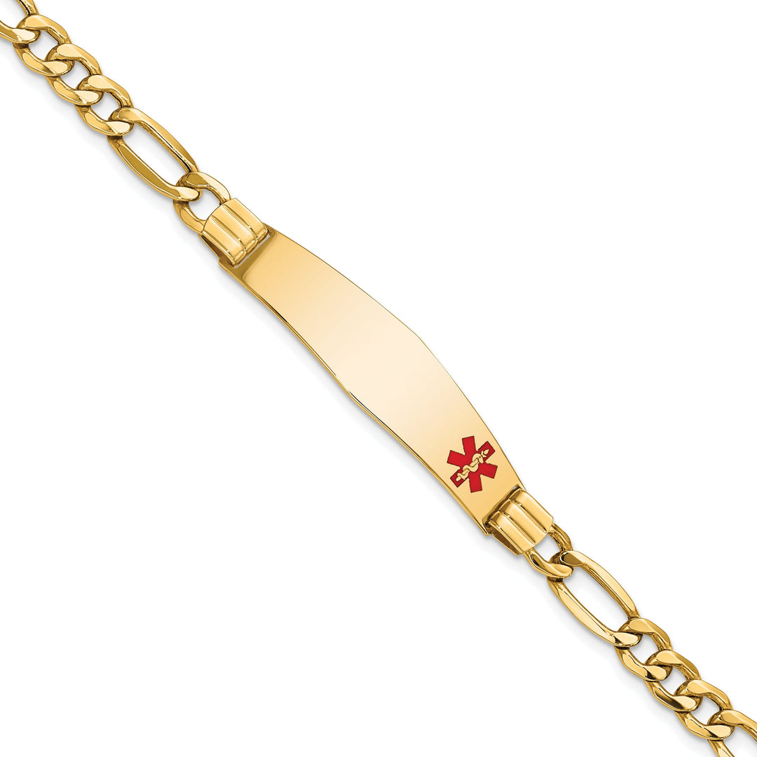 14K Yellow Gold Figaro Link Medical ID Bracelet