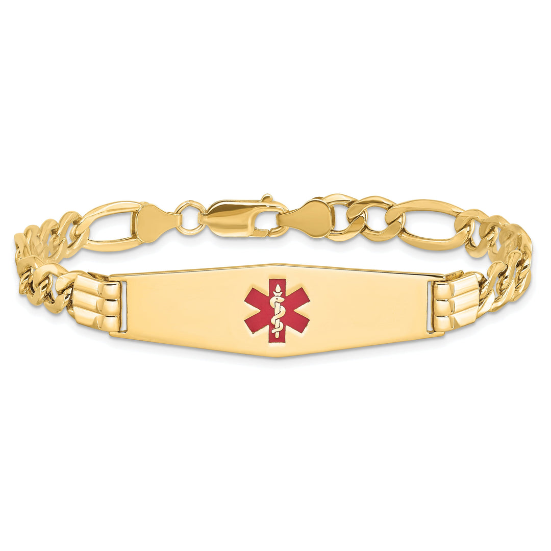 14K Yellow Gold Figaro Link Medical ID Bracelet