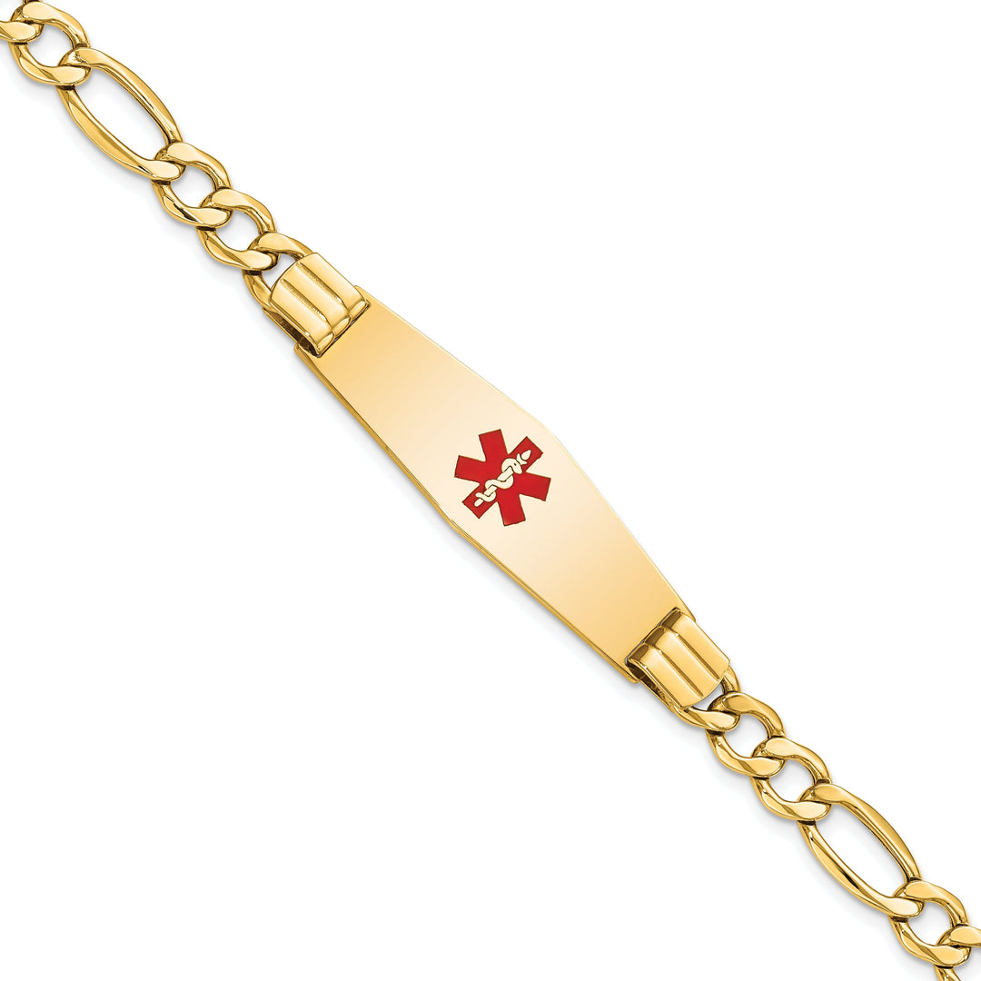 14K Yellow Gold Figaro Link Medical ID Bracelet