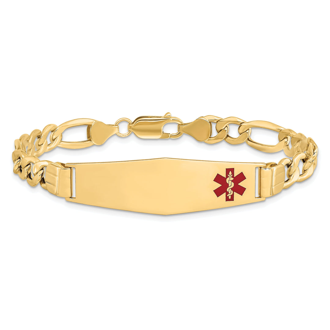 14K Yellow Gold Figaro Link Medical ID Bracelet