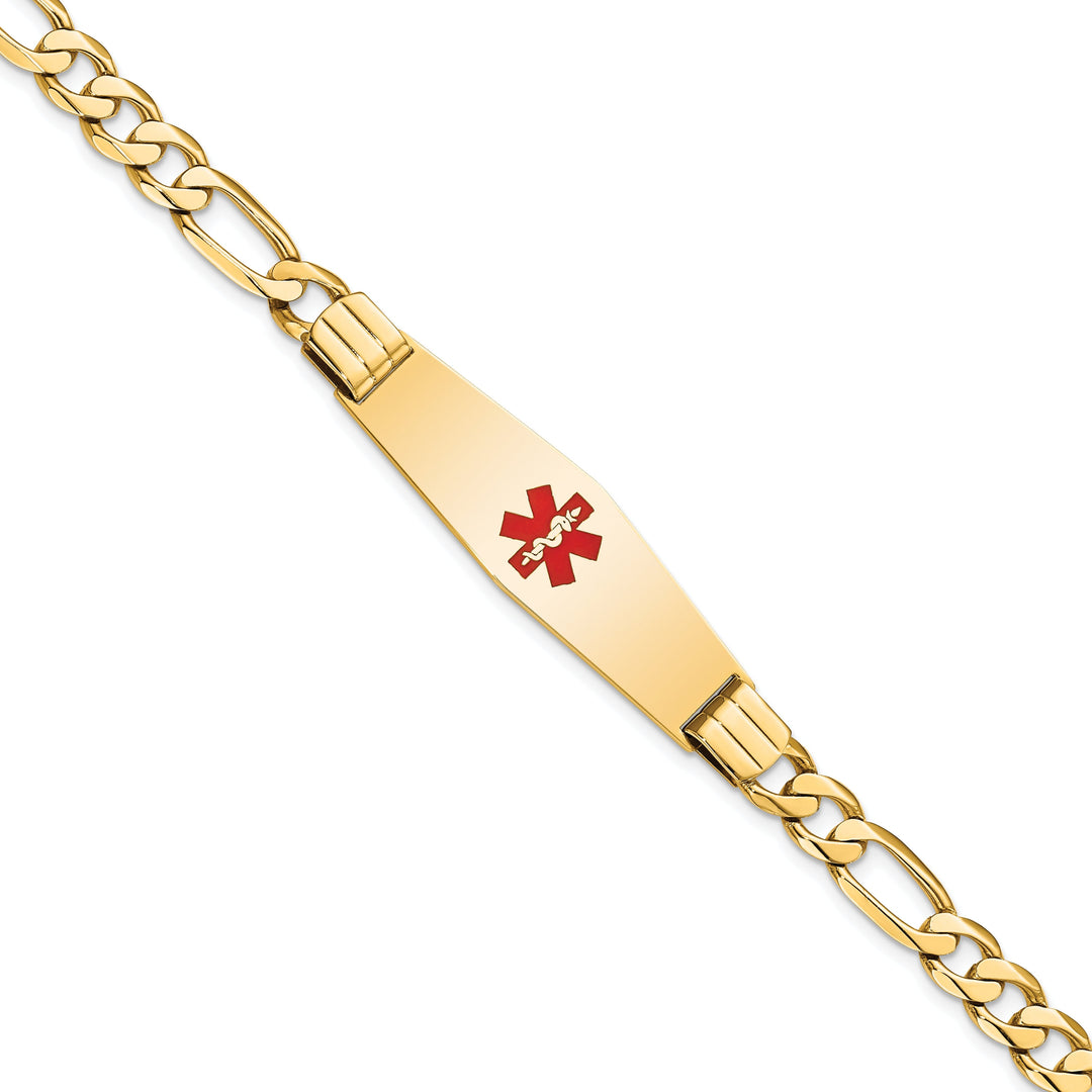 14K Yellow Gold Figaro Link Medical ID Bracelet