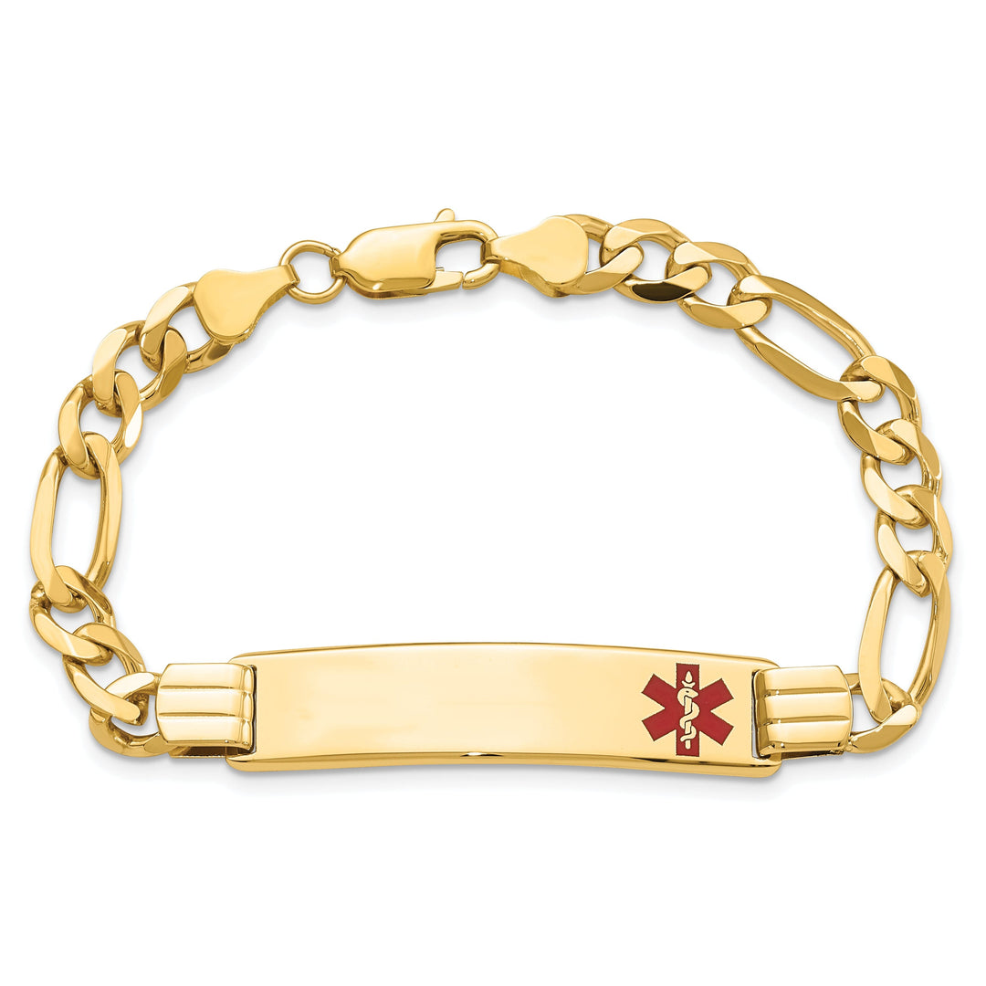 14K Yellow Gold Figaro Link Medical ID Bracelet