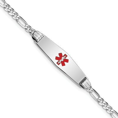 14K White Gold Figaro Link Medical ID Bracelet at $ 410.73 only from Jewelryshopping.com