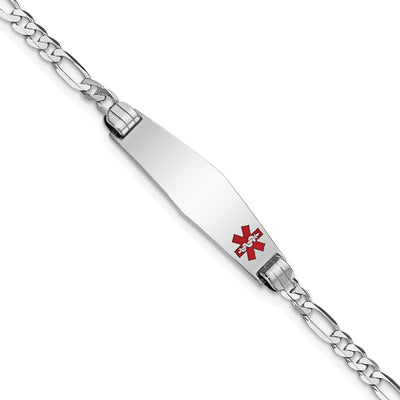 14K White Gold Figaro Link Medical ID Bracelet at $ 421.01 only from Jewelryshopping.com