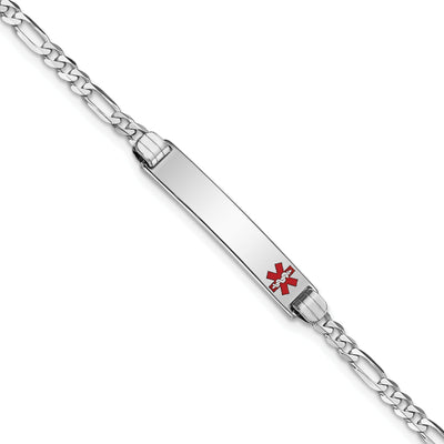 14K White Gold Figaro Link Medical ID Bracelet at $ 385.46 only from Jewelryshopping.com