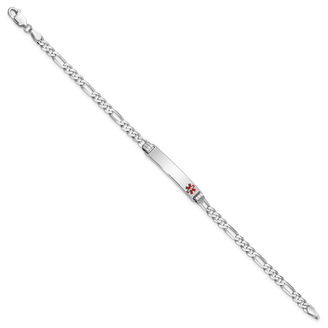 14K White Gold Figaro Link Medical ID Bracelet