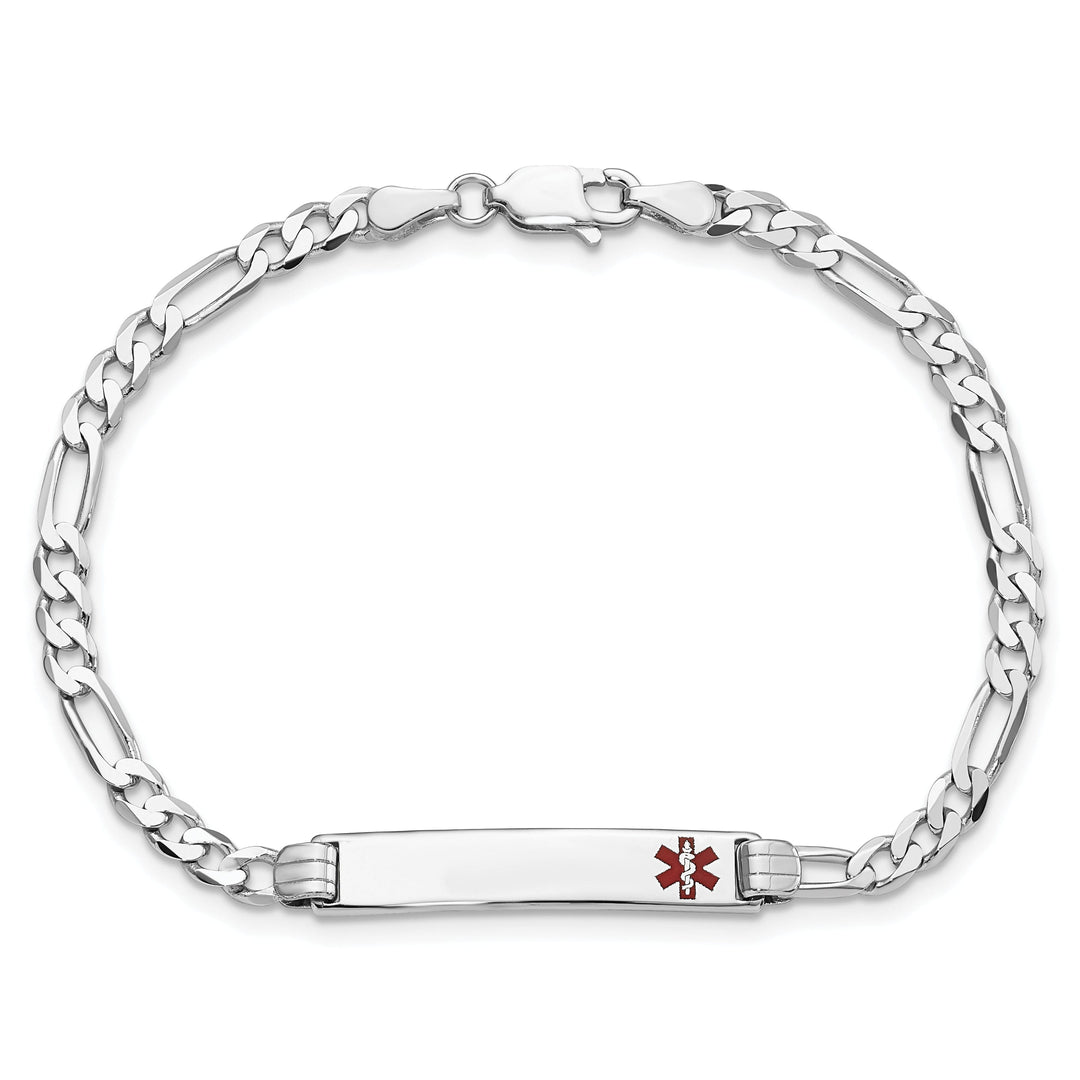 14K White Gold Figaro Link Medical ID Bracelet