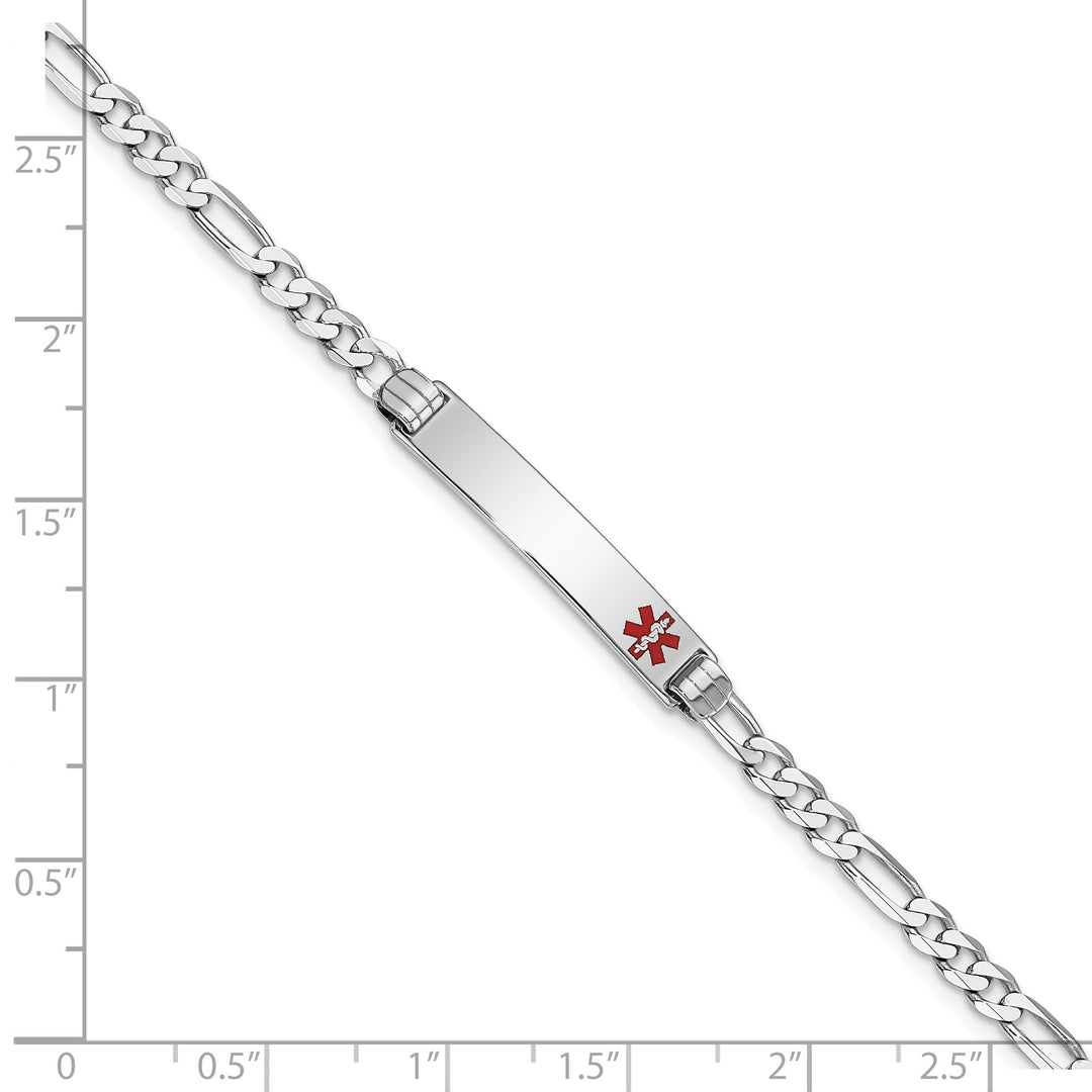 14K White Gold Figaro Link Medical ID Bracelet