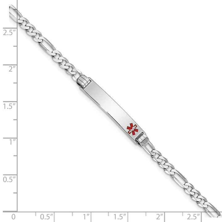 14K White Gold Figaro Link Medical ID Bracelet