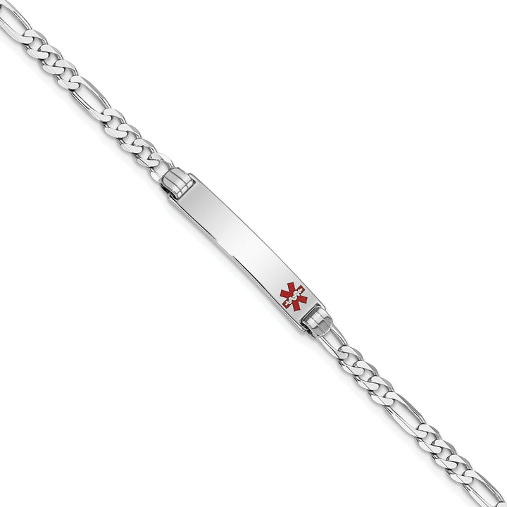 14K White Gold Figaro Link Medical ID Bracelet