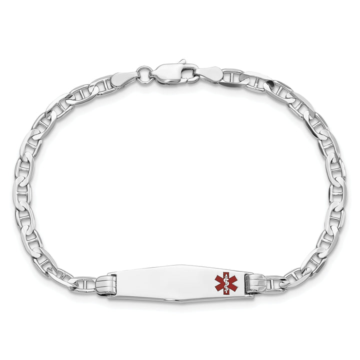 14K White Gold Anchor Link Medical ID Bracelet