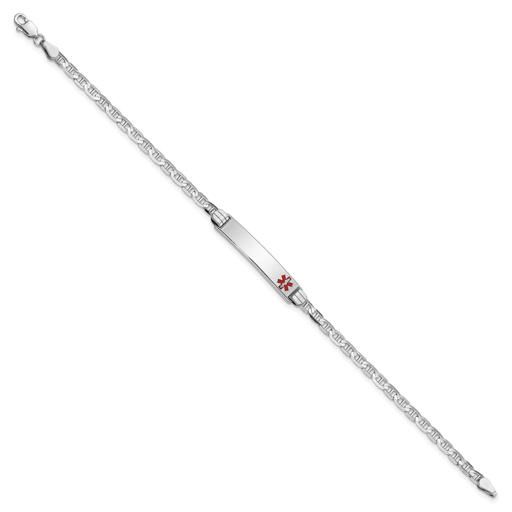 14K White Gold Anchor Link Medical ID Bracelet
