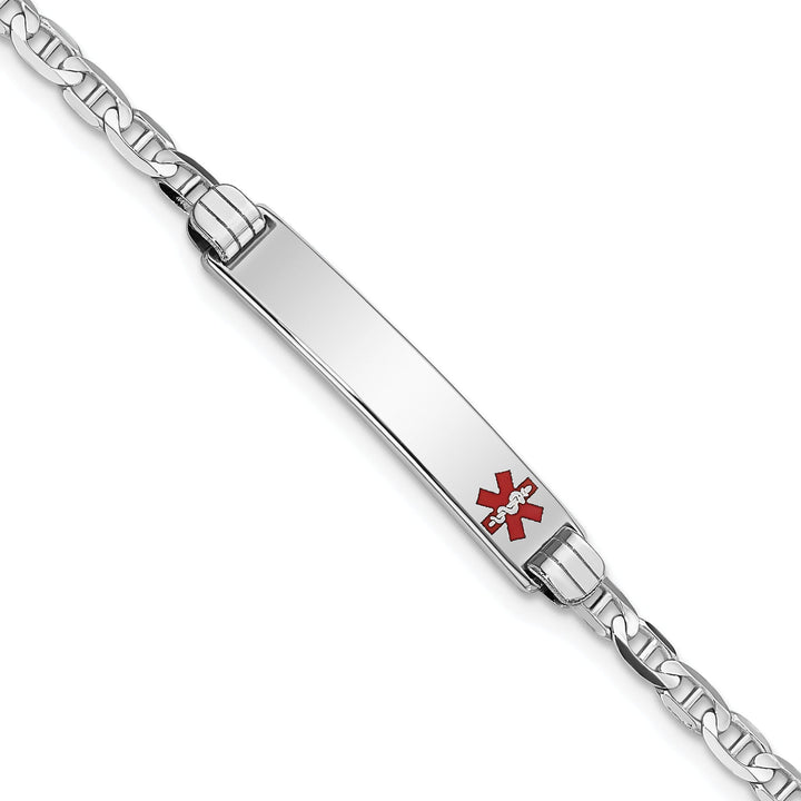 14K White Gold Anchor Link Medical ID Bracelet