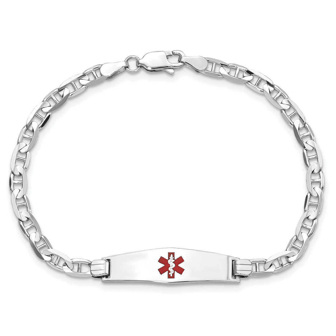 14K White Gold Anchor Link Medical ID Bracelet