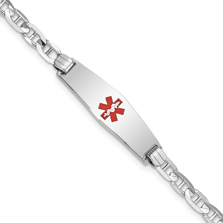 14K White Gold Anchor Link Medical ID Bracelet
