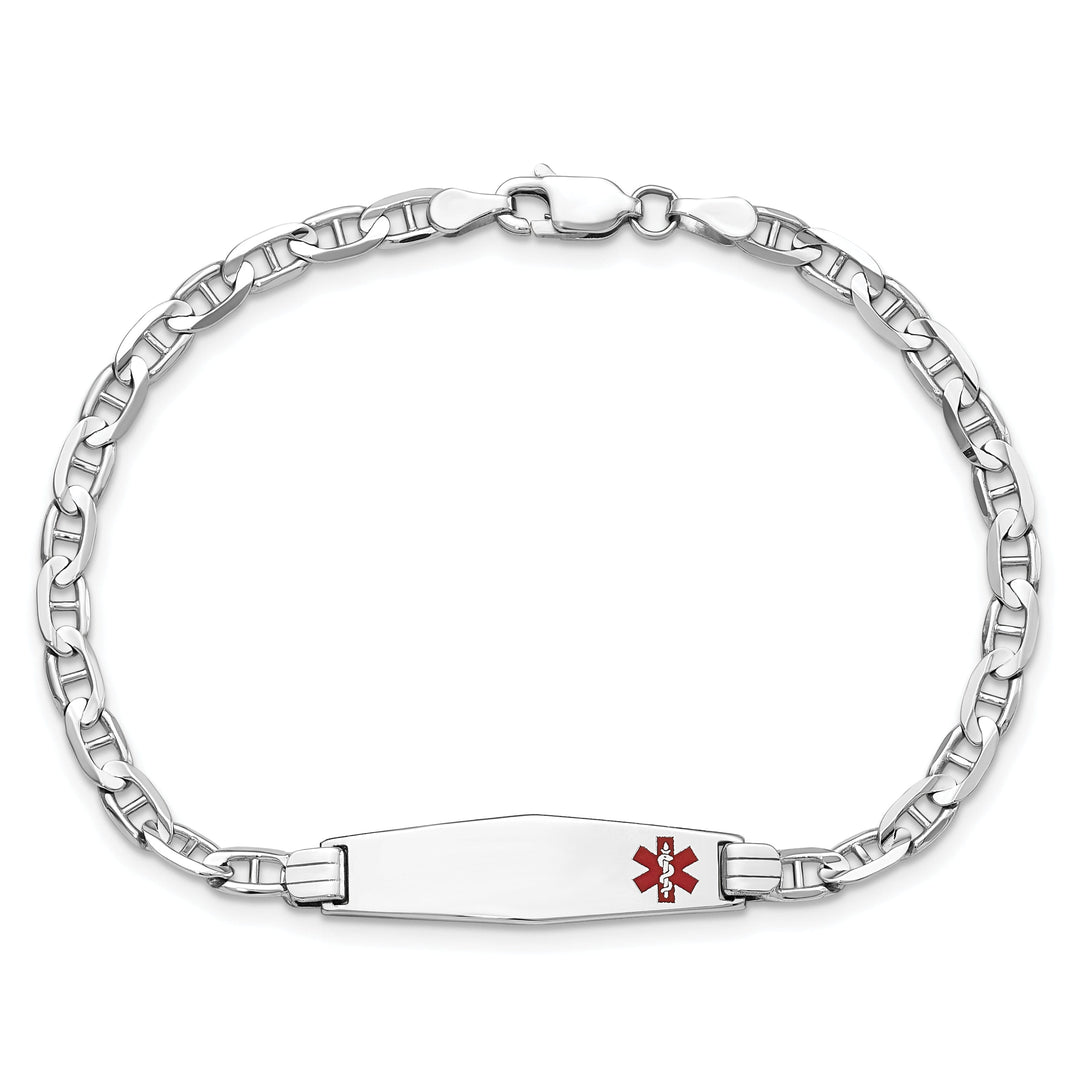 14K White Gold Anchor Link Medical ID Bracelet