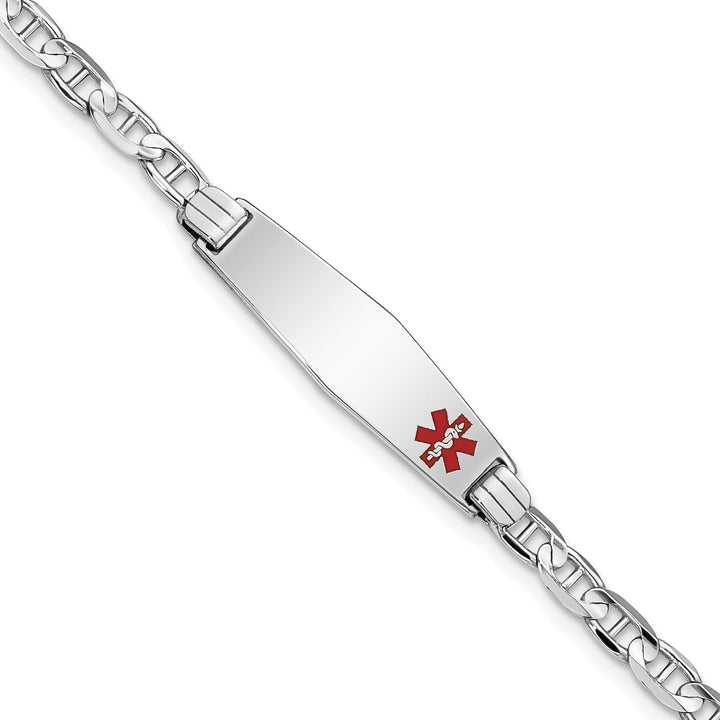 14K White Gold Anchor Link Medical ID Bracelet