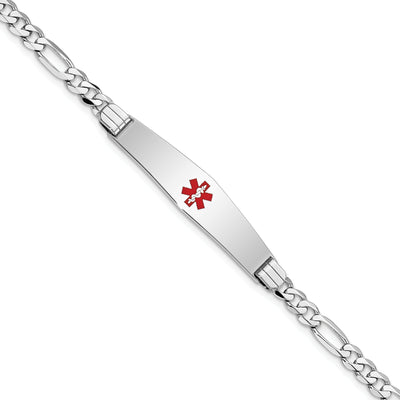 14K White Gold Figaro Link Medical ID Bracelet at $ 704.76 only from Jewelryshopping.com