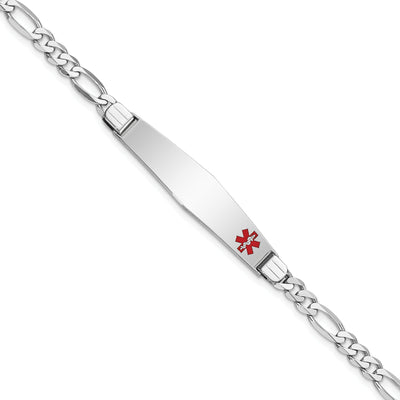 14K White Gold Figaro Link Medical ID Bracelet at $ 691.07 only from Jewelryshopping.com