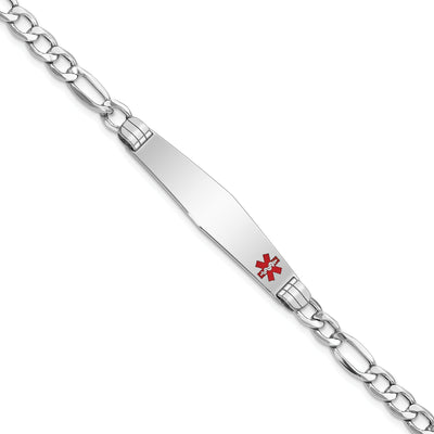 14K White Gold Figaro Link Medical ID Bracelet at $ 585.66 only from Jewelryshopping.com