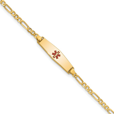 14K Yellow Gold Figaro Medical ID Bracelet at $ 230.87 only from Jewelryshopping.com