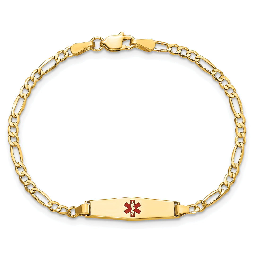 14K Yellow Gold Figaro Childrens ID Bracelet