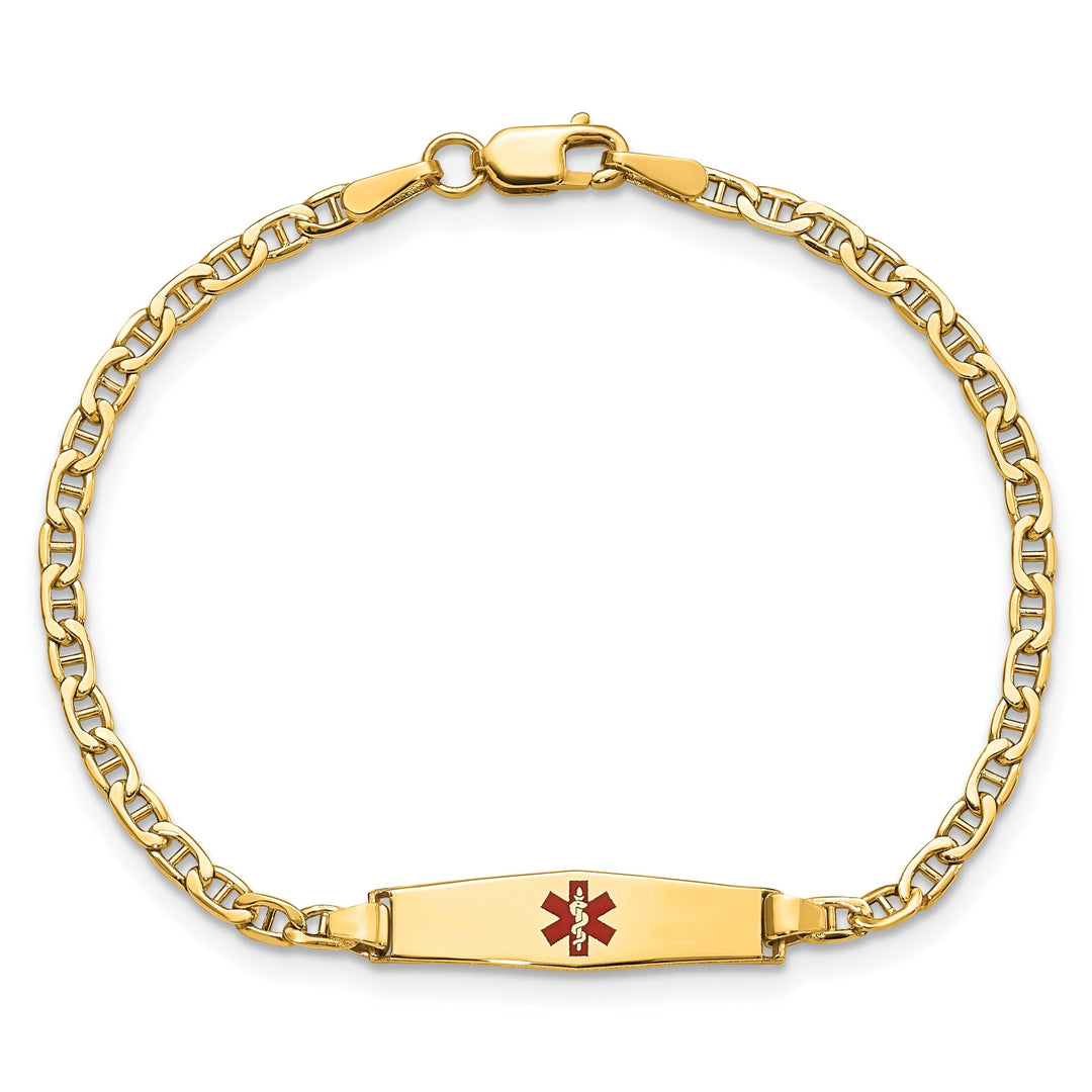 14K Yellow Gold Anchor Childrens ID Bracelet