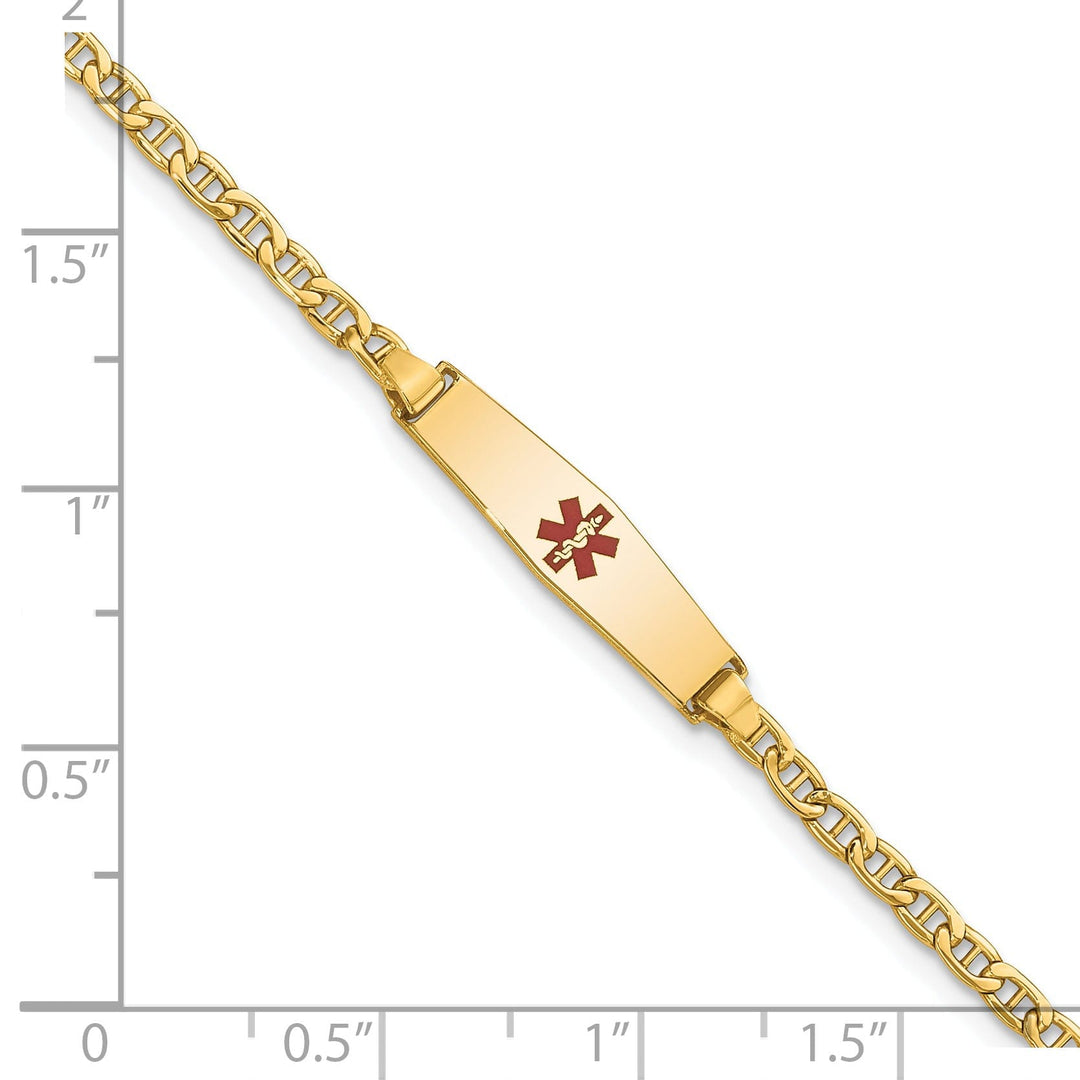 14K Yellow Gold Anchor Childrens ID Bracelet