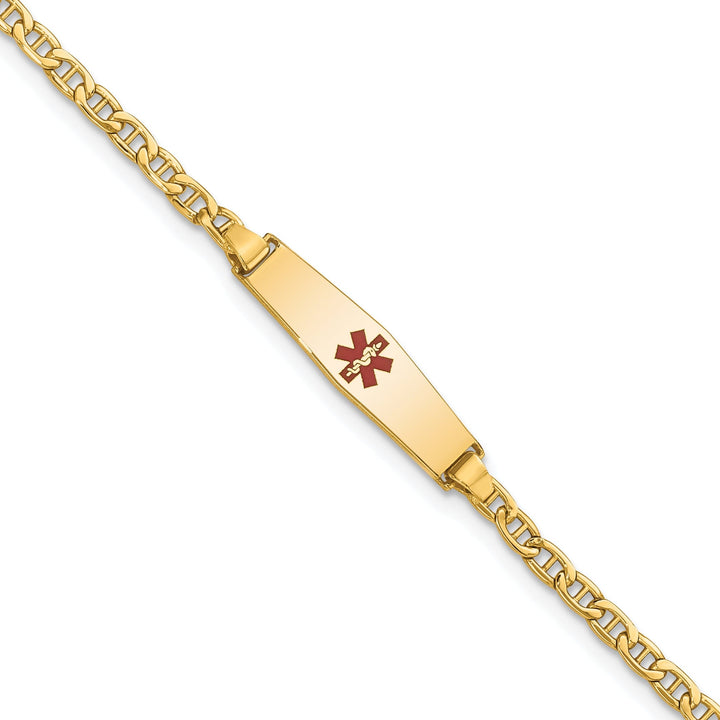 14K Yellow Gold Anchor Childrens ID Bracelet