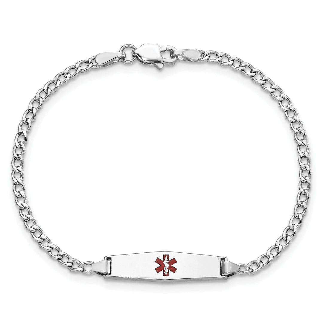 14K White Gold Cuban Childrens ID Bracelet