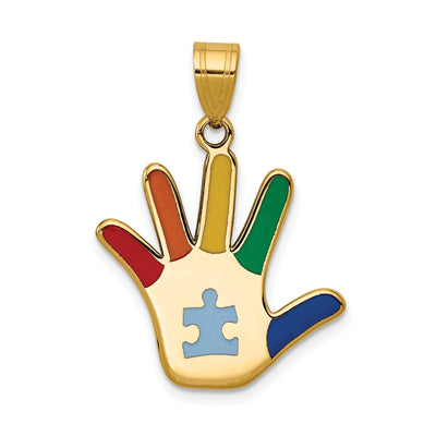 14k Yellow Gold Autism Puzzle Handprint Charm at $ 312.89 only from Jewelryshopping.com