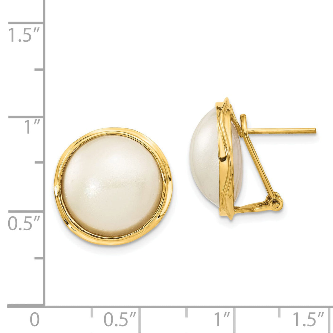 14k Yellow Gold Cultured Mabe Pearl Earrings