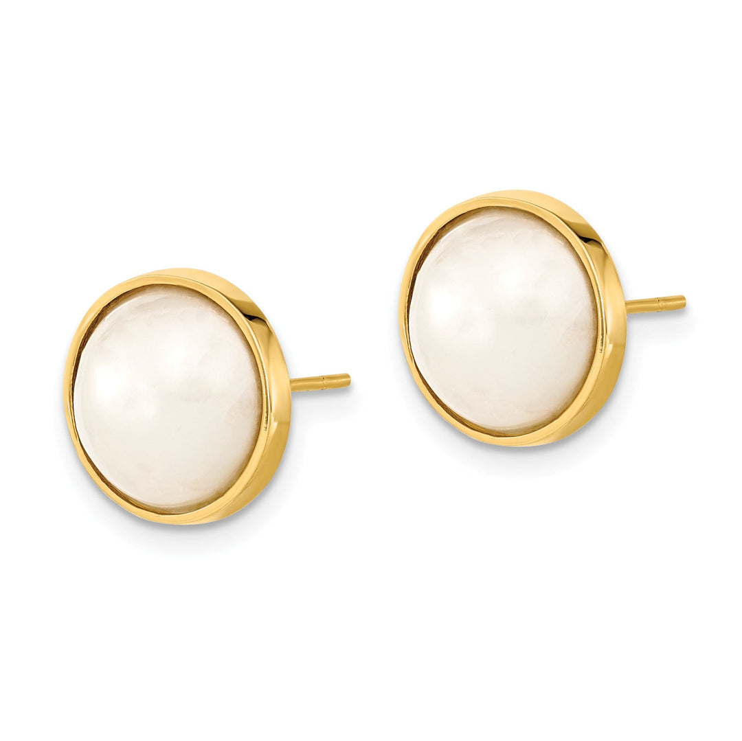 14k Yellow Gold Cultured Mabe Pearl Earrings