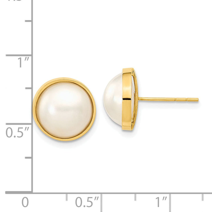 14k Yellow Gold Cultured Mabe Pearl Earrings