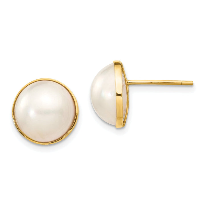 14k Yellow Gold Cultured Mabe Pearl Earrings