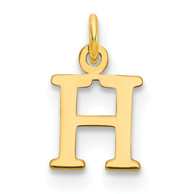 14k Yellow Gold Polished Finish Cut-Out Letter H Initial Design Charm Pendant