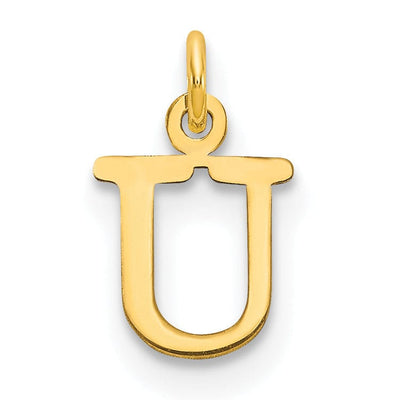 14k Yellow Gold Polished Finish Cut-Out Letter U Initial Design Charm Pendant
