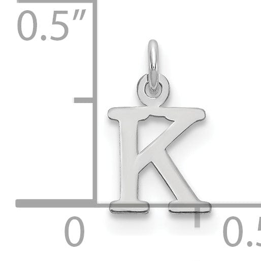 14k White Gold Cut-Out Letter K Initial Design Charm Pendant