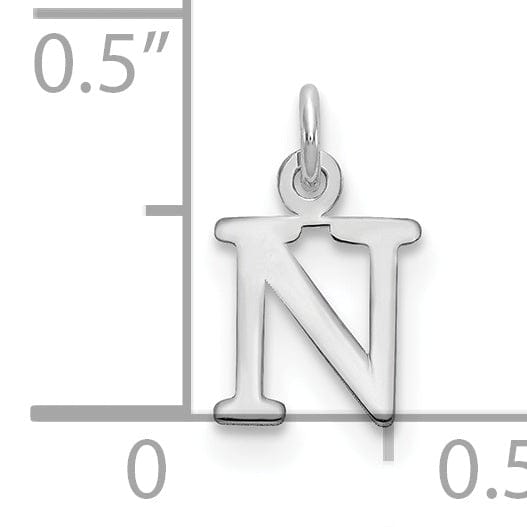 14k White Gold Cut-Out Letter N Initial Design Charm Pendant