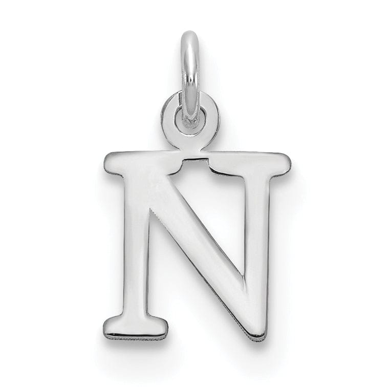 14k White Gold Cut-Out Letter N Initial Design Charm Pendant