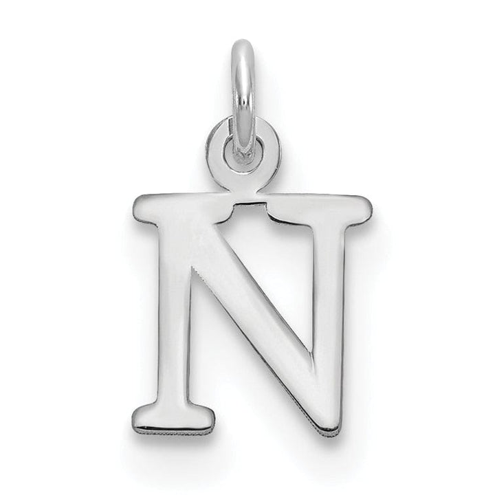 14k White Gold Cut-Out Letter N Initial Design Charm Pendant