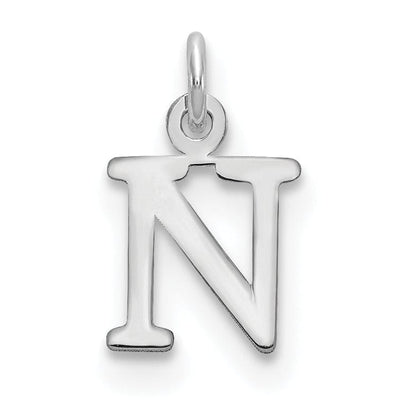 14k White Gold Cut-Out Letter N Initial Design Charm Pendant