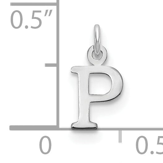 14k White Gold Cut-Out Letter P Initial Design Charm Pendant
