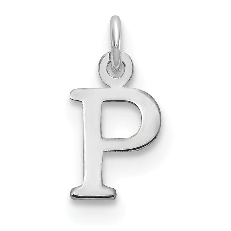 14k White Gold Cut-Out Letter P Initial Design Charm Pendant