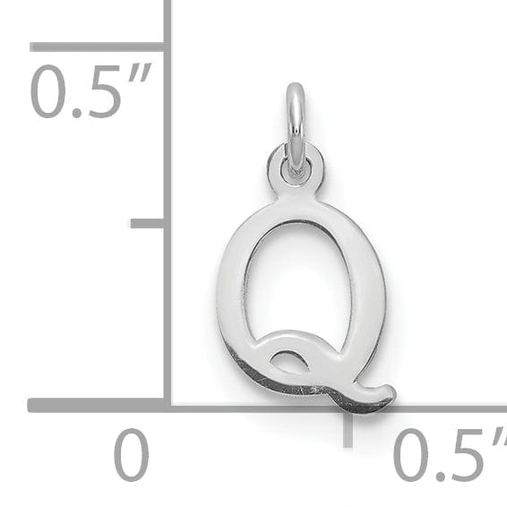 14k White Gold Cut-Out Letter Q Initial Design Charm Pendant