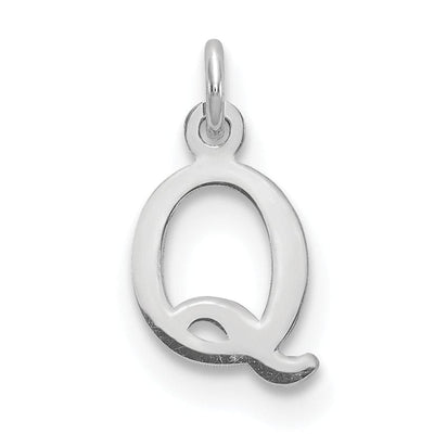 14k White Gold Cut-Out Letter Q Initial Design Charm Pendant