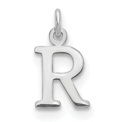 14k White Gold Cut-Out Letter R Initial Design Charm Pendant