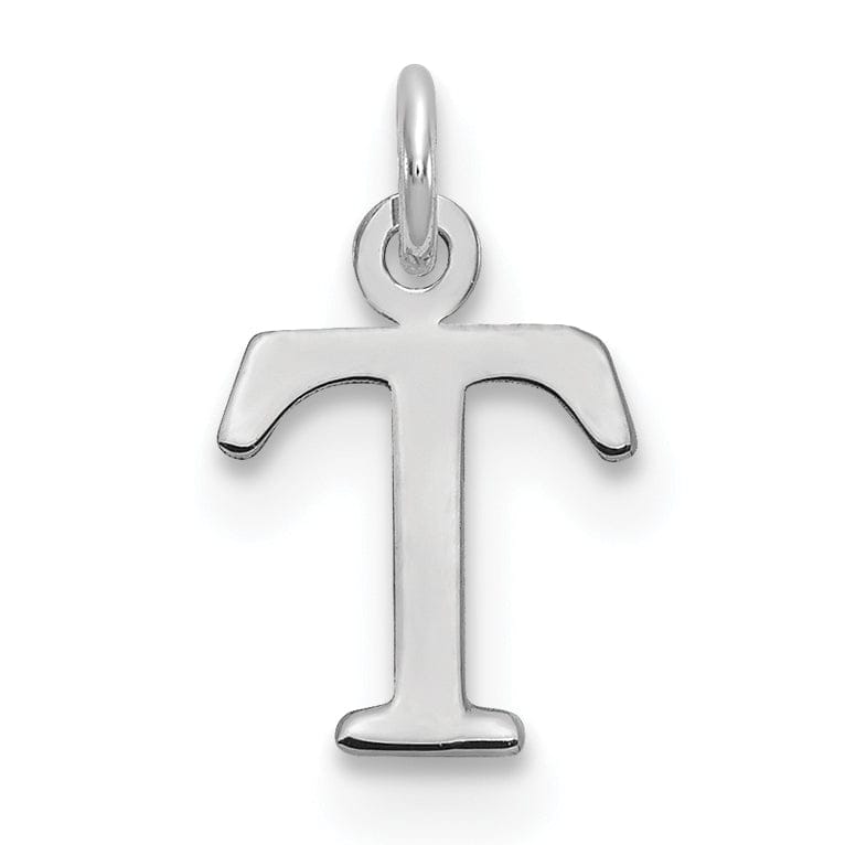14k White Gold Cut-Out Letter T Initial Design Charm Pendant